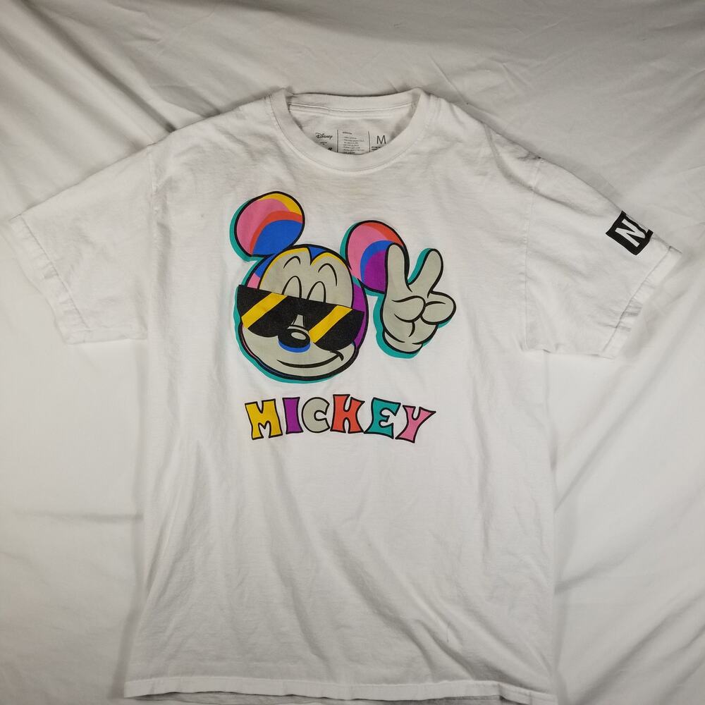 Neff x Disney Mickey Mouse Peace Sign  Mens Medium White Y2K Retro